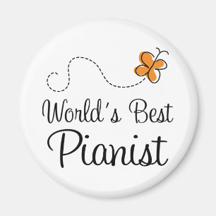 Werelden Beste Pianist Oranje Vlinder Magnet Gift Magneet