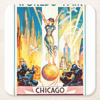 werelden Fair Chicago Poster 1933 Vierkante Kartonnen Onderzetter