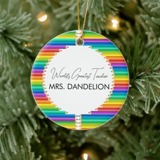 Werelden Grootste Leraar Rainbow Crayons School Keramisch Ornament (Boom)