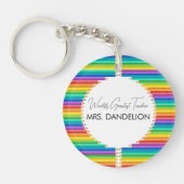 Werelden Grootste Leraar Rainbow Crayons School Sleutelhanger (Voorkant)