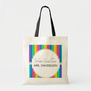 Werelden Grootste Leraar Rainbow Crayons School Tote Bag