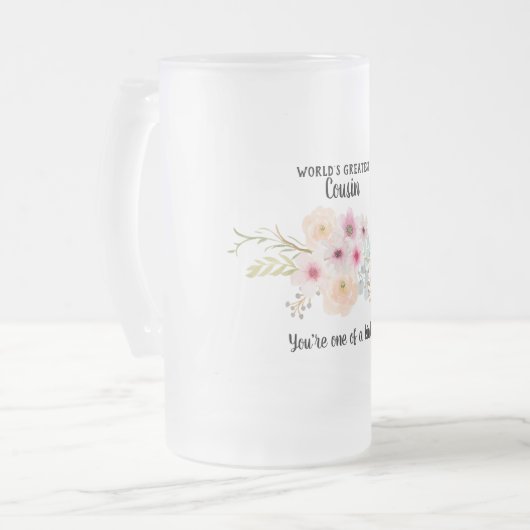 Werelden Grootste Neef - Girly Flowers Fun Modern Matglas Bierpul (Voorkant links)