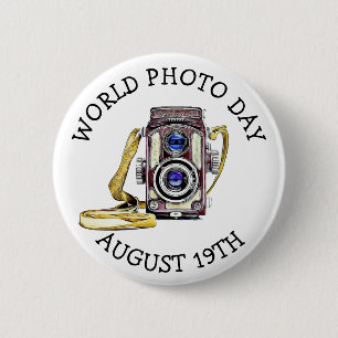 Wereldfotodag 19 augustus, knop ronde button 5,7 cm