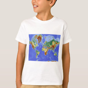Wereldgeografische internationale kaart t-shirt