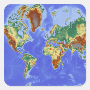 Wereldgeografische internationale kaart vierkante sticker