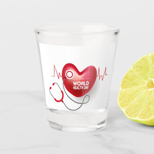 Wereldgezondheidsdag Shot Glas (Voorkant)