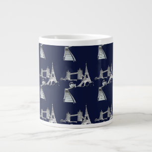 Wereldiconen donkerblauw extra grote beker