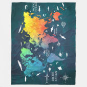 wereldkaart 12 fleece deken (Voorkant)