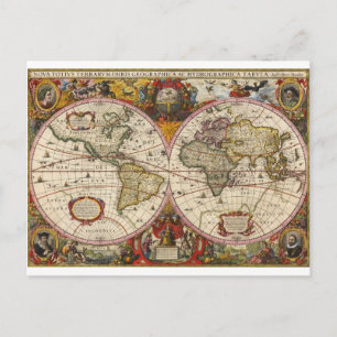 wereldkaart 1630 briefkaart