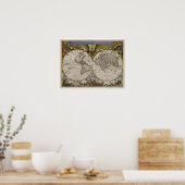 Wereldkaart (1664) Poster (Keuken)