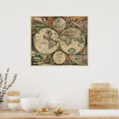  Wereldkaart 1689 Poster (Keuken)