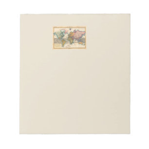 Wereldkaart 1700s Antiek continenten Notitieblok