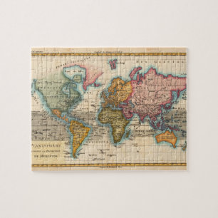 Wereldkaart 1780 Bonne Antique Planisfeer Legpuzzel
