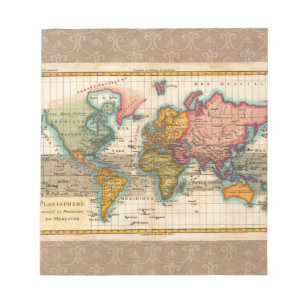 Wereldkaart 1780 Bonne Antique Planisfeer  Notitieblok