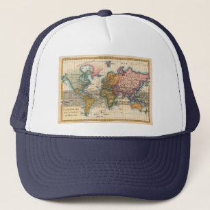 Wereldkaart 1780 Bonne Antique Planisfeer Trucker Pet