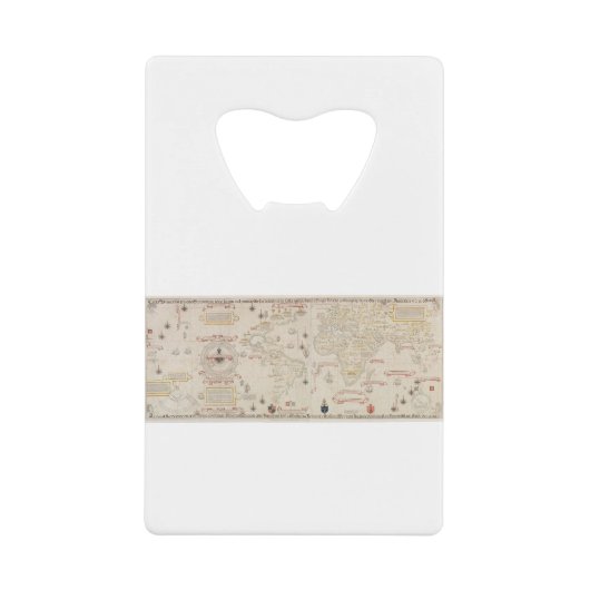 Wereldkaart (1900) van Diogo Ribeiro Kredietkaart Flessenopener (Voorkant)