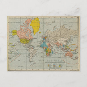 Wereldkaart 1910 Briefkaart