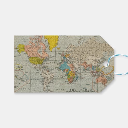  Wereldkaart 1910 Cadeaulabel (Voorkant (Horizontaal))