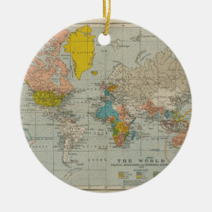 Wereldkaart 1910 Keramisch Ornament