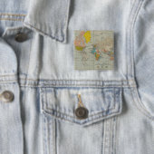  Wereldkaart 1910 Vierkante Button 5,1 Cm (In situ)