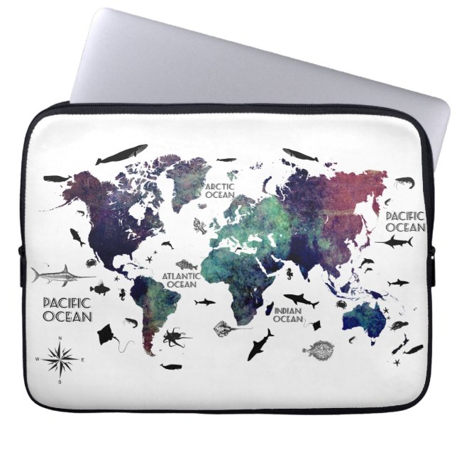 wereldkaart 7 laptop sleeve (Voorkant)