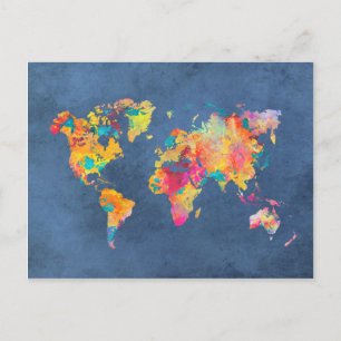wereldkaart 8 briefkaart