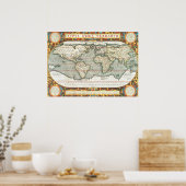  Wereldkaart Abraham Ortelius 1587-1595 Poster (Keuken)