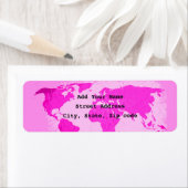 Wereldkaart Abstract Roze Paarse Kunst Rendy Etiket (Insitu)