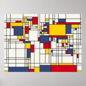 Wereldkaart Abstracte Mondrian Style Poster (Voorkant)