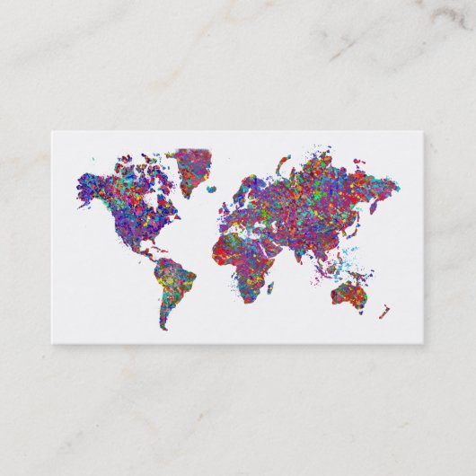 wereldkaart, Action Painting Visitekaartje (Voorkant)
