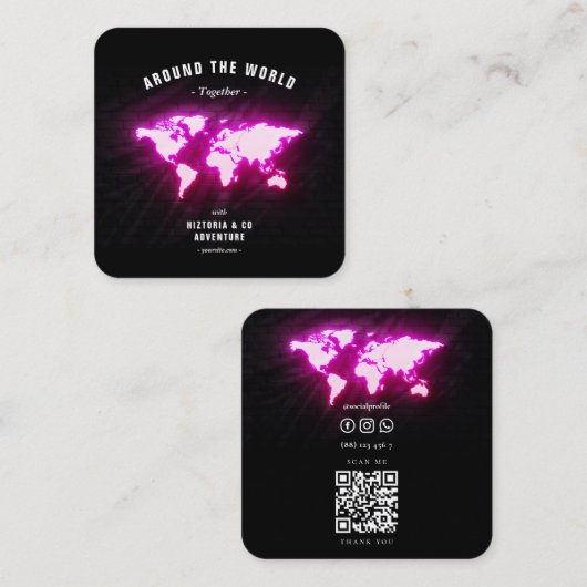 Wereldkaart Adventure-reisgids Vierkante Visitekaartje (Voorkant / Achterkant)