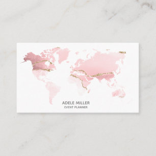 Wereldkaart Agate Pink evenementenplanner Travel B Visitekaartje