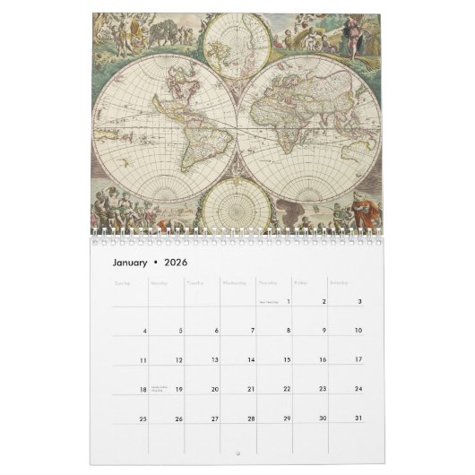  Wereldkaart agenda Kalender (Jan 2026)