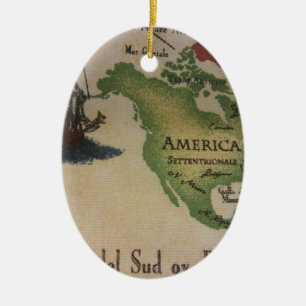 Wereldkaart - Amerika Keramisch Ornament