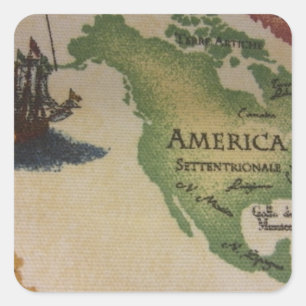 Wereldkaart - Amerika Vierkante Sticker