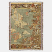 Wereldkaart Antiek 1886 geïllustreerd Deken (Voorkant Verticaal)