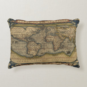  Wereldkaart Antiek Atlas Decoratief Kussen