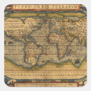 Wereldkaart Antiek Ortelius Europe Travel Vierkante Sticker