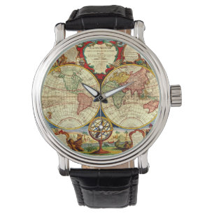  Wereldkaart Antiek reisreis kunst Horloge