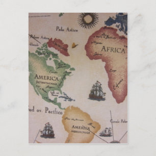 Wereldkaart — Atlantische Oceaan Briefkaart