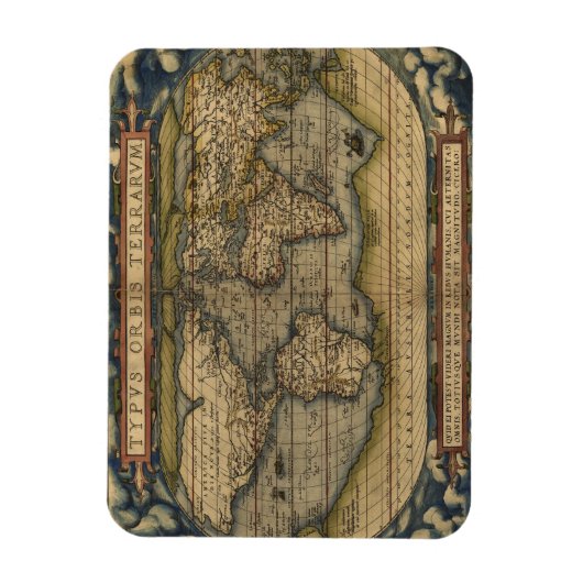 Wereldkaart Atlas Historisch Ontwerp Magneet (Verticaal)