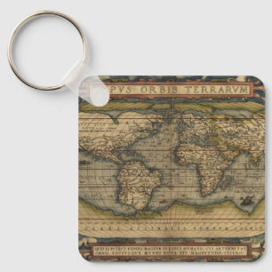 Wereldkaart Atlas Historisch Ontwerp Sleutelhanger