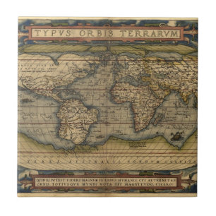  Wereldkaart Atlas Historisch Ontwerp Tegeltje