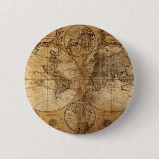 Wereldkaart Atlas Ronde Button 5,7 Cm