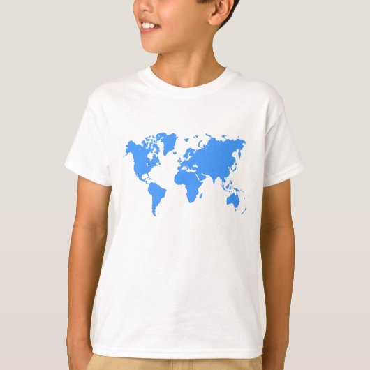 Wereldkaart - Baby Blue T-shirt (Voorkant)