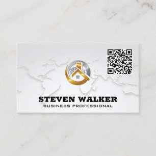 Wereldkaart Bedrijfslogo QR Visitekaartje