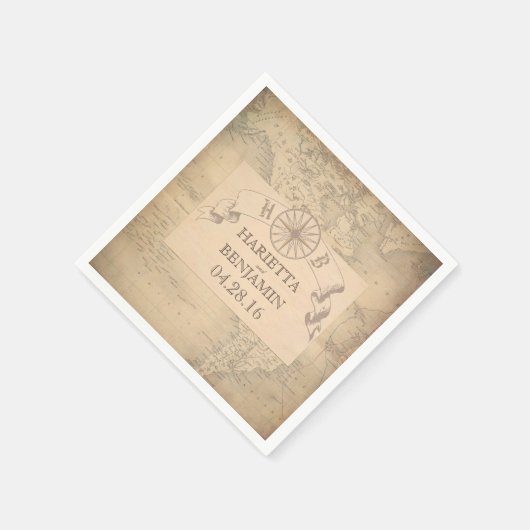 Wereldkaart bestemming bruiloft Servet (Hoek)