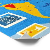 Wereldkaart bezaaid met hartspelden en bezienswaar poster (Hoek)