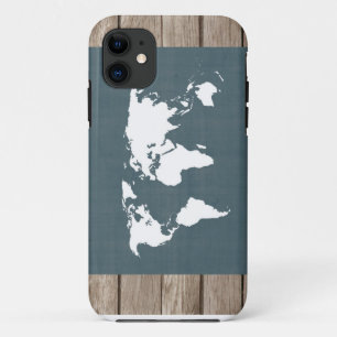 wereldkaart . blauw en wit iPhone 11 hoesje
