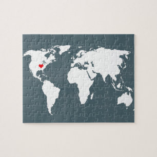 wereldkaart . blauw en wit legpuzzel
